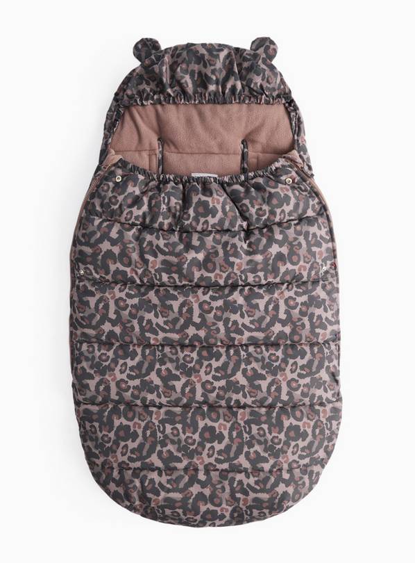 Brown Leopard Print Fleece Lined Footmuff One Size